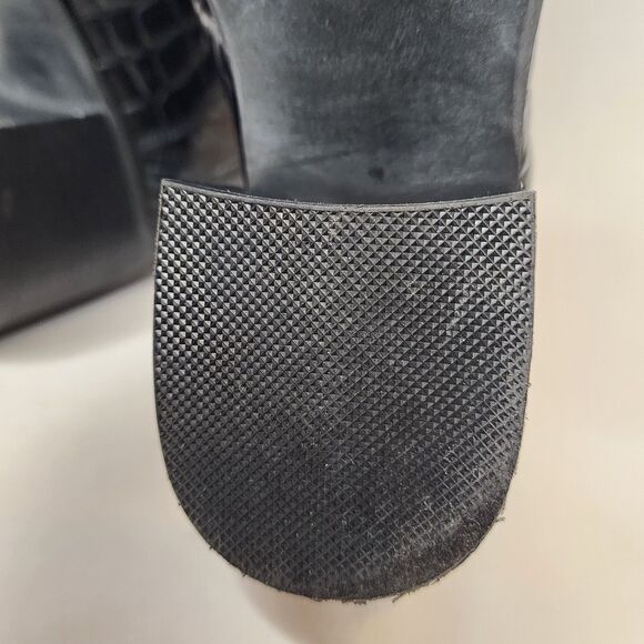 Jeffrey Campbell Black Leather Ankle Boots Croc Embossed Womens Size 9 - Picture 7 of 9
